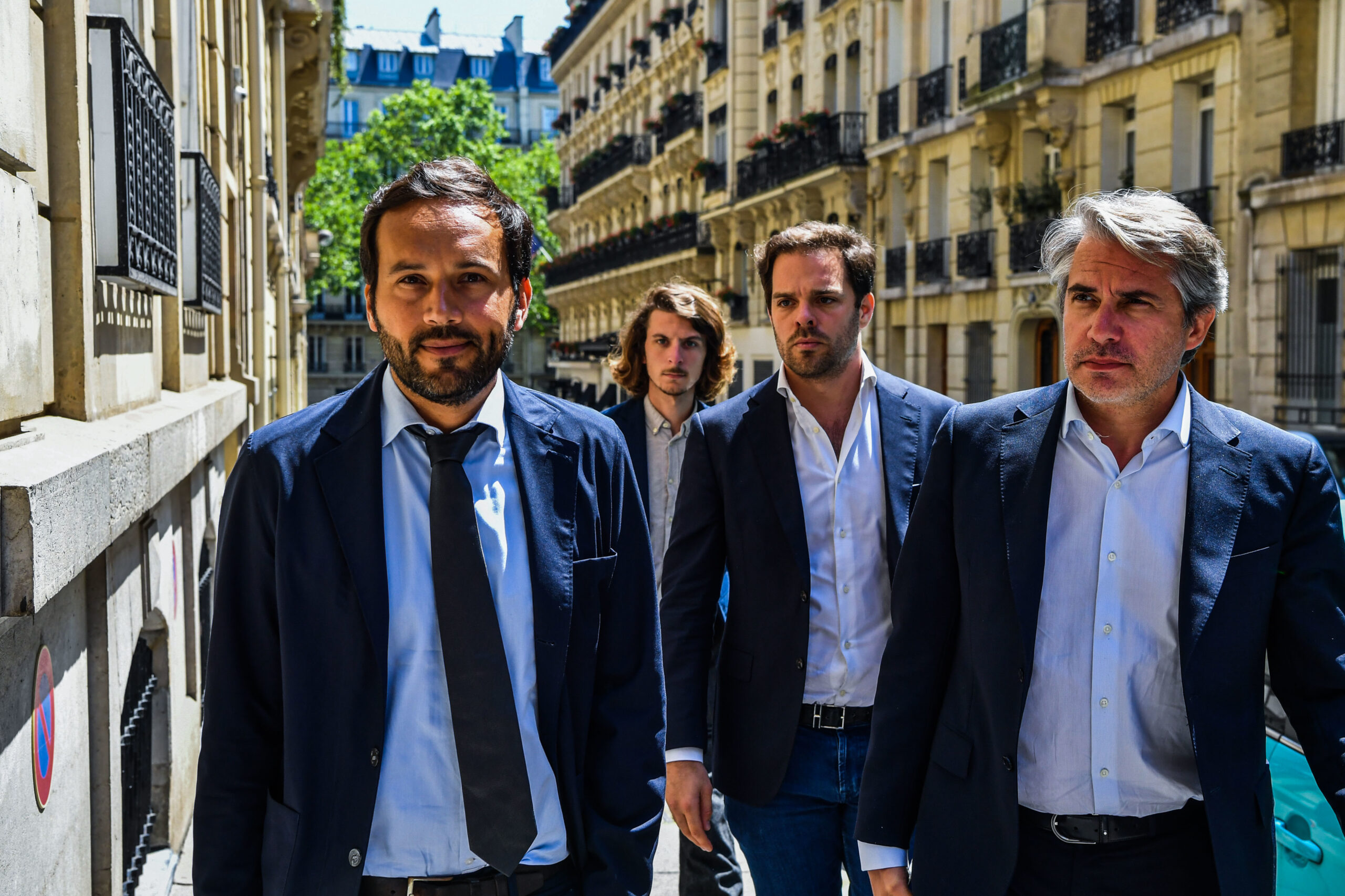 Lawyers Matthieu BARANDAS and Laurent COTRET with James STEVENS and Alexandre DE BEAUFORT